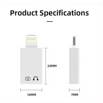 OTG USB-C adaptér pre zariadenia Apple – prehrávanie z USB flash disku, zvuk a nabíjanie, podpora digitálnych slúchadiel (pre iPhone SE a staršie modely)