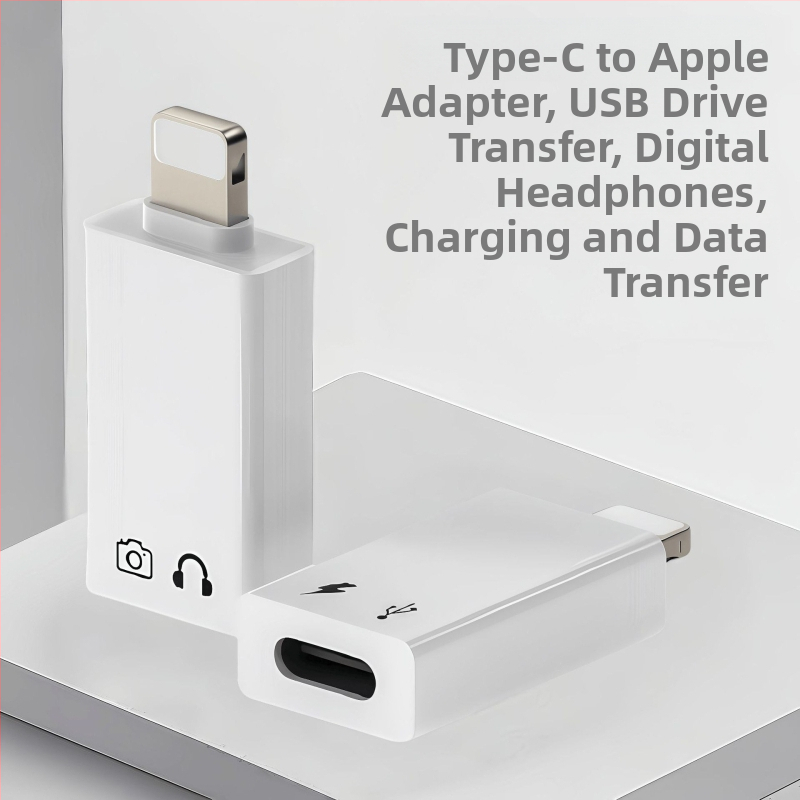 OTG USB-C adaptér pre zariadenia Apple – prehrávanie z USB flash disku, zvuk a nabíjanie, podpora digitálnych slúchadiel (pre iPhone SE a staršie modely)