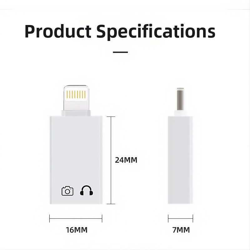 OTG USB-C adaptér pre zariadenia Apple – prehrávanie z USB flash disku, zvuk a nabíjanie, podpora digitálnych slúchadiel (pre iPhone SE a staršie modely)