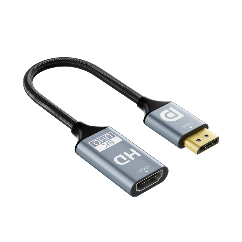 Type-C na DP pleteni kabel za 8K60Hz projekciju zaslona, duljina 0,2 m, bakreno jezgro, Cs5563 čip