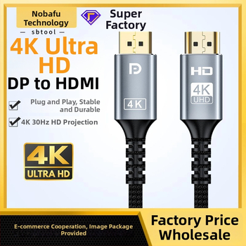 DP uz HDMI pārveidotāja kabelis, zeltīts, 4K30Hz, garums 2 m