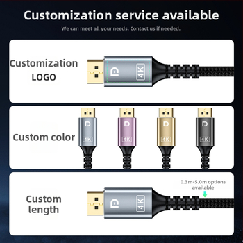 DP uz HDMI pārveidotāja kabelis, zeltīts, 4K30Hz, garums 2 m