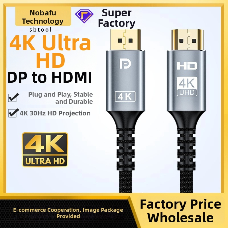 DP uz HDMI pārveidotāja kabelis, zeltīts, 4K30Hz, garums 2 m