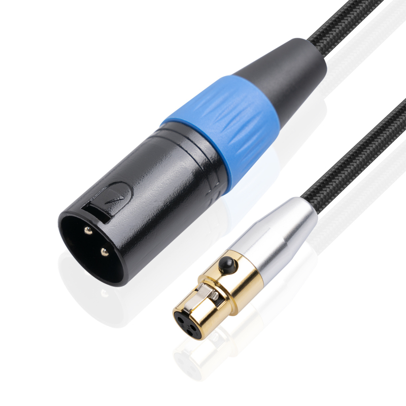 Kabel adapter s pozlaćenim završetkom: mini XLR samica na muški, za prijenos zvuka uživo, kameru i mikrofon – dvostruko zaštićeni kabel