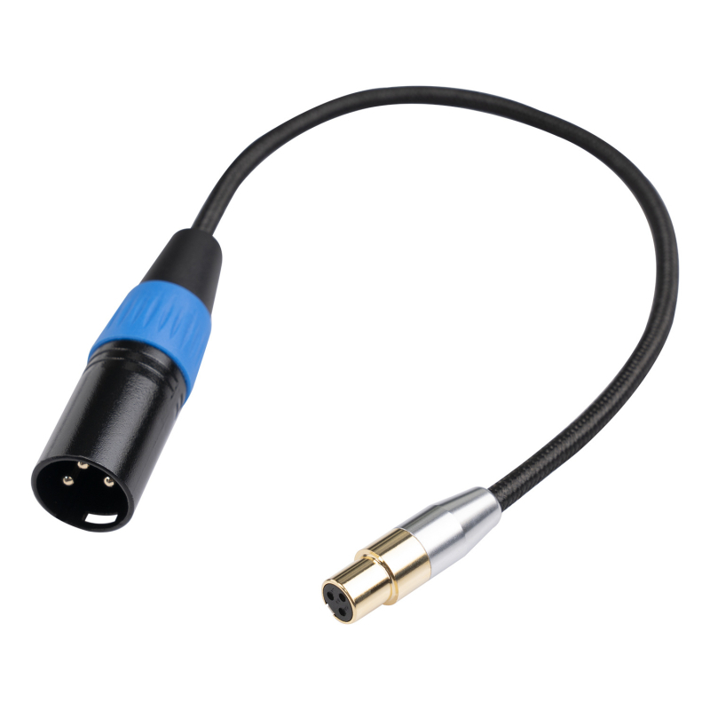 Kabel adapter s pozlaćenim završetkom: mini XLR samica na muški, za prijenos zvuka uživo, kameru i mikrofon – dvostruko zaštićeni kabel