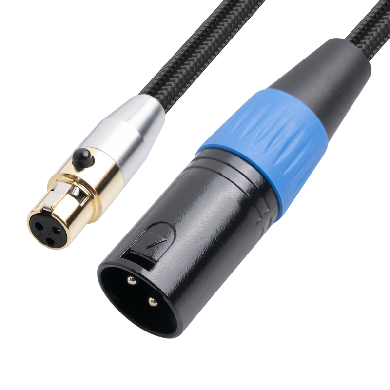 Kabel adapter s pozlaćenim završetkom: mini XLR samica na muški, za prijenos zvuka uživo, kameru i mikrofon – dvostruko zaštićeni kabel