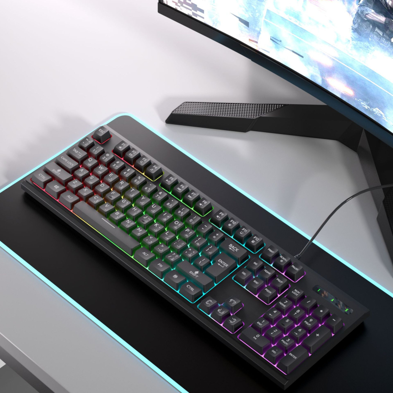 Gaming tipkovnica 104 tipke, žičano povezivanje, RGB pozadinsko osvjetljenje, USB sučelje, model 2025