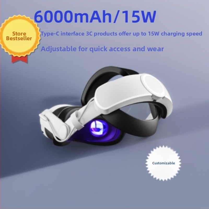 Oculus Quest 3 VR brilles ar 15W/6000mAh akumulatoru, plastmasas korpuss, 493 g