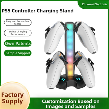Zvte DZ509 Suport încărcare pentru controller PS5 - 4 în 1 cu iluminare RGB și display; corp ABS; interfață Type-C; dimensiuni 18 cm x 4 cm x 24,5 cm; greutate 453 g