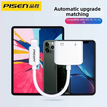 Pisen 2-v-1 adaptér pre iPhone: nabíjanie a počúvanie hudby, kompatibilný s Apple 7/8/X/XR/11/12/13/14, mobilné živé vysielanie
