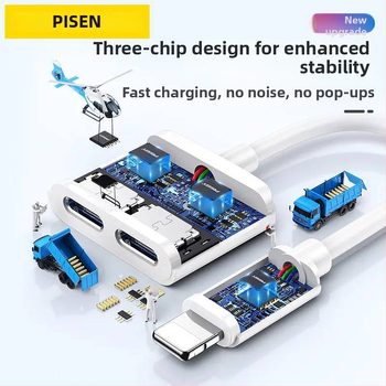 Pisen 2-v-1 adaptér pre iPhone: nabíjanie a počúvanie hudby, kompatibilný s Apple 7/8/X/XR/11/12/13/14, mobilné živé vysielanie