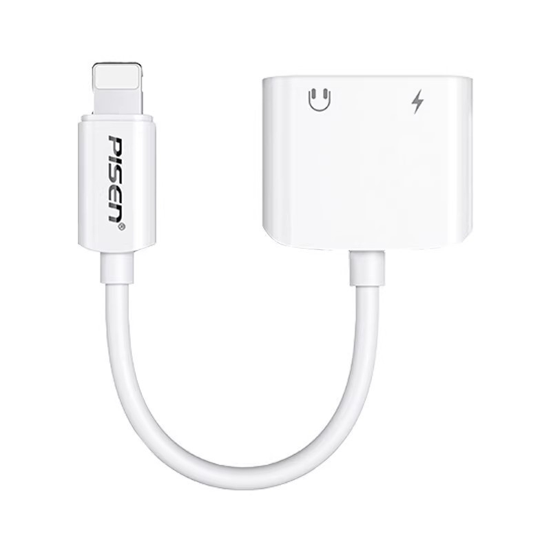 Pisen 2-u-1 adapter za iPhone: punjenje i slušanje glazbe, kompatibilan s Apple 7/8/X/XR/11/12/13/14, mobilni prijenos uživo