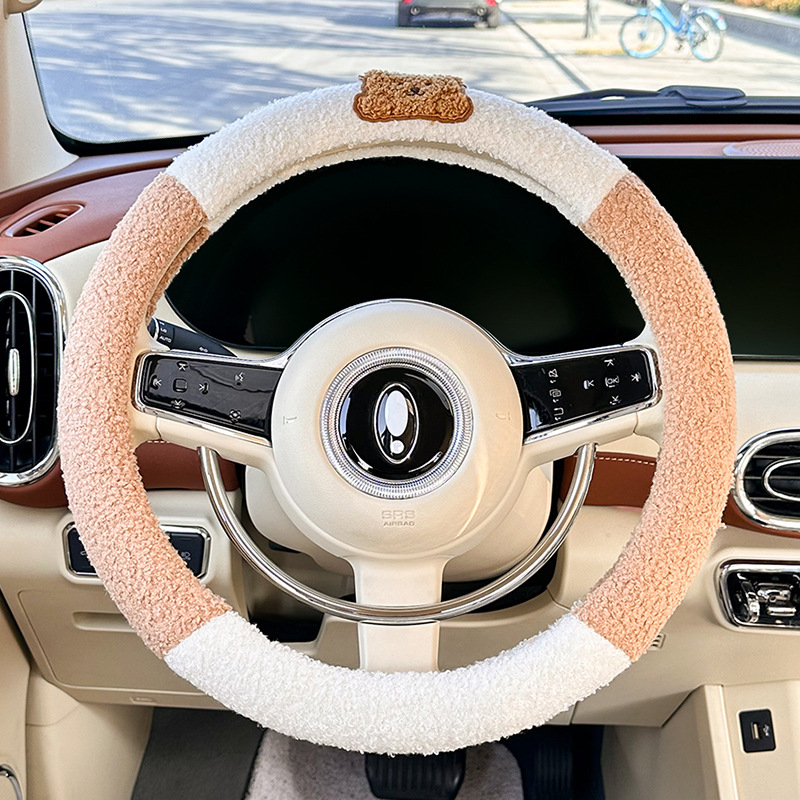 Feather navlaka za volan automobila, pliš površina, neklizajući grip, sladak crtani stil, univerzalna prilagodba