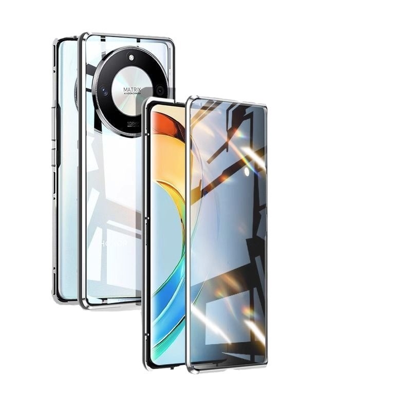 husă pentru Honor X50 cu protecție a obiectivului împotriva privirilor, protecție completă, rezistentă la cădere, sticlă cu dublă protecție, atașare magnetică, corp metal CNC