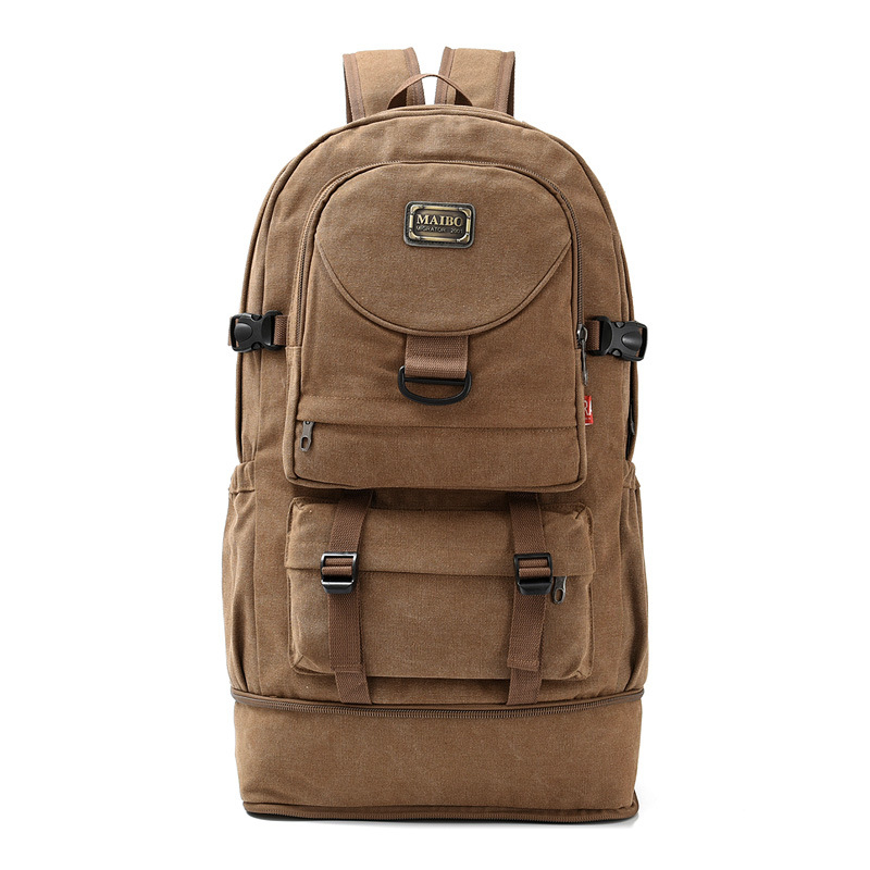 Rucsac din pânză, capacitate 20–35 L, unisex, curele curbate, compatibil cu laptop de 14 inchi, rezistent la uzură.