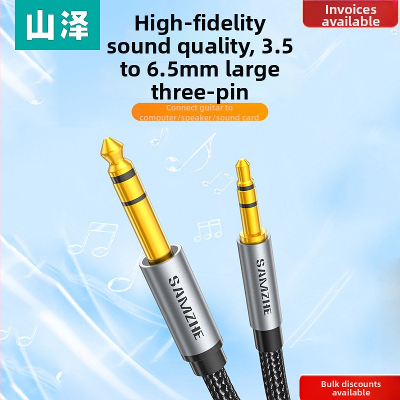 YPZ-10 Audio adaptér 3,5 mm na 6,5 mm, pozlátený, pre elektrickú gitaru a elektronické piano, pripojenie k zosilňovaču a počítaču