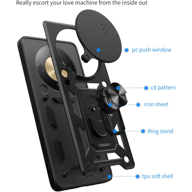 Magic8Lite husă spate pentru Huawei Honor X9D cu suport, TPU+PC, protecție anti-cădere