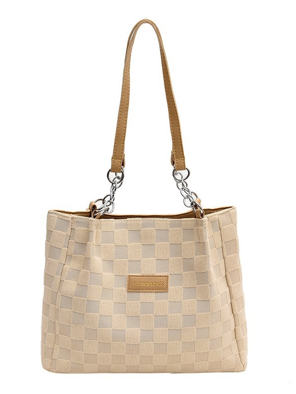 Geantă tote, stil stradal, material din bumbac, formă orizontală pătrată, închidere magnetică, căptușeală poliester-cotton