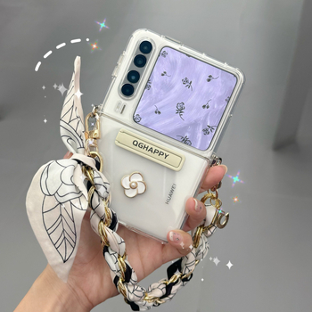 Huawei Pura X διάφανη μαλακή θήκη σιλικόνης με αναδιπλούμενο στήριγμα και προστασία οθόνης