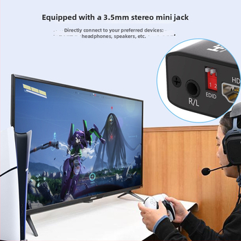 HDMI garso skirstytuvas ir adapteris HA-420, 4K @30Hz, suderinamas su Windows 7, palaiko capture kortą