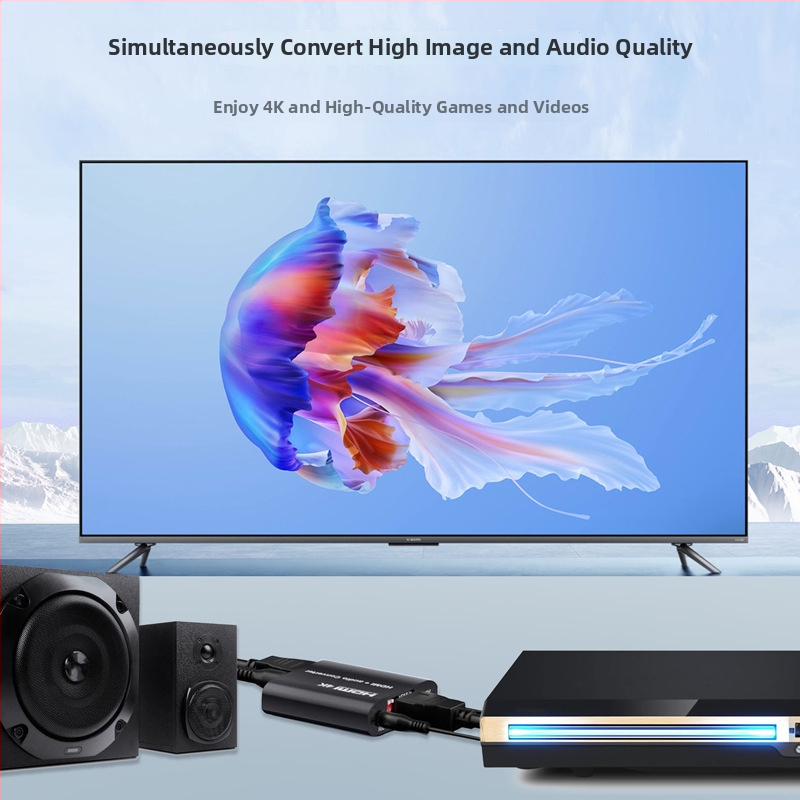 HDMI heli jaotur ja adapter HA-420, 4K @30Hz, ühildu Windows 7-ga, toetab capture-kaarti