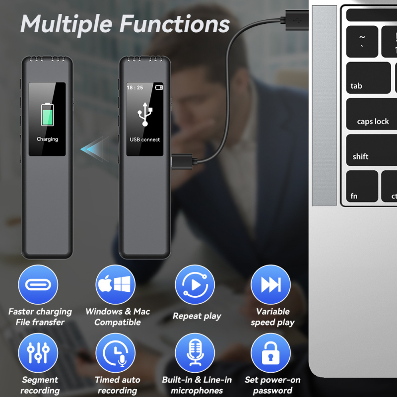 Diktofon u olovci 8832 — MP3/WAV, snimanje do 5 m, TF kartica, USB 2.0