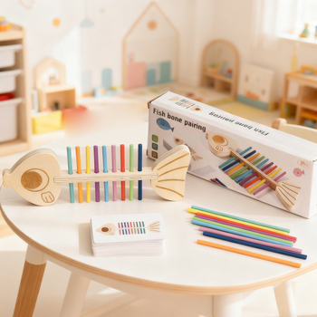 Montessori társítási játék – fa mágneses építőblokkok, színek szerinti osztályozás