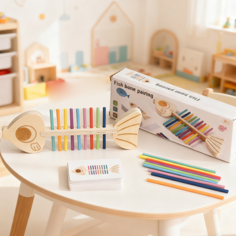 Montessori társítási játék – fa mágneses építőblokkok, színek szerinti osztályozás