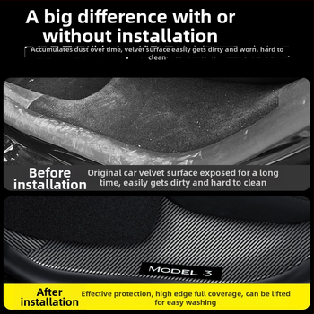 Tesla Model Y priekšējās un aizmugurējās durvju sliekšņa joslas ar lāzergravētu oglekļa rakstu un pedāļa aizsargplāksni