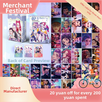 K-Pop demonu mednieču meitenes grupa – kartīšu komplekts kastē, 50 kartes, LOMO lāzera dizains, mākslas pastkartes ar pielāgojumu