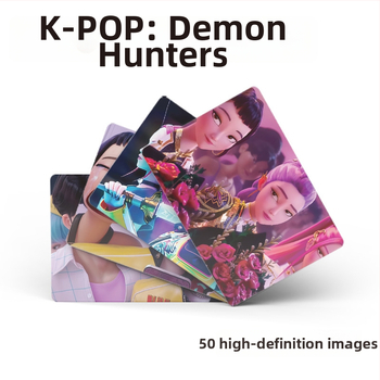 K-Pop demonu mednieču meitenes grupa – kartīšu komplekts kastē, 50 kartes, LOMO lāzera dizains, mākslas pastkartes ar pielāgojumu