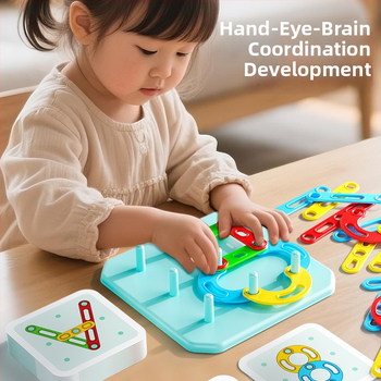 Montessori 3D dėlionė – stulpelių formų surinkimas su geometriniu suderinimu, plastikas, vaikams 4–6 metai