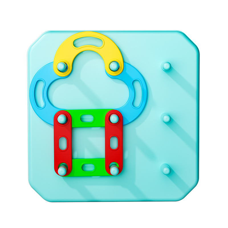 Montessori 3D dėlionė – stulpelių formų surinkimas su geometriniu suderinimu, plastikas, vaikams 4–6 metai