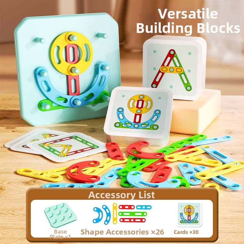 Montessori 3D dėlionė – stulpelių formų surinkimas su geometriniu suderinimu, plastikas, vaikams 4–6 metai