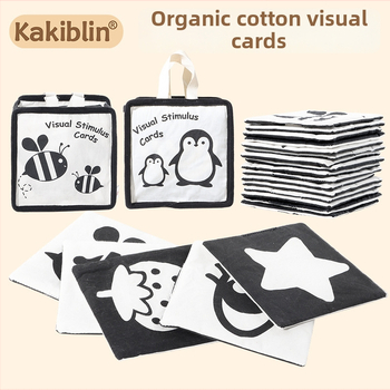 Kakiblin orgaaniline puuvillane must-valge visuaalne jälgimiskaar ja tekstiline raamat beebidele – puuvill, 0–3 aastat, visuaalne stimulatsioon, meeleline ja kognitiivne areng, emotsionaalne areng