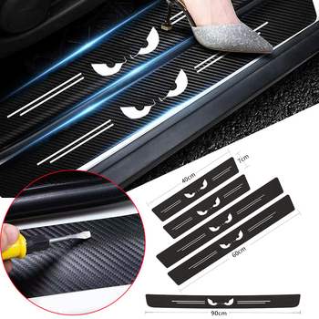 Ajtó küszöb-léc szénszálas mintával, univerzális illeszkedés, autó belső dekoráció – Deep Top