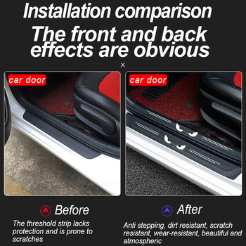 Ajtó küszöb-léc szénszálas mintával, univerzális illeszkedés, autó belső dekoráció – Deep Top