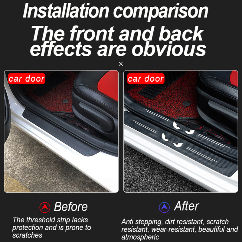 Ajtó küszöb-léc szénszálas mintával, univerzális illeszkedés, autó belső dekoráció – Deep Top