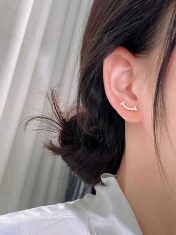 Cercei cu zâmbet din argint S925, finisaj Seiko, stil coreean, unisex