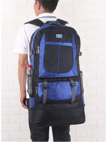 Külső sporttúra hátizsák – nylon, kapacitás 36–55 L, 12 hüvelykes laptophoz illeszkedik, léggömbös párnázott vállpántok, légáteresztő, vízálló, kopásálló