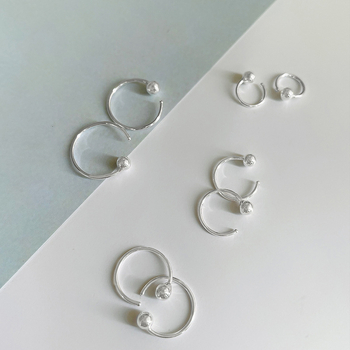 Náušnice Happy Silversmith, geometrický štýl, striebro, 999 ušný hrot, čistota striebra 99%