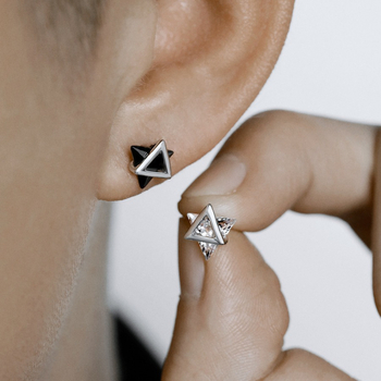 S999 sterling srebrne trokutaste cirkon naušnice, unisex, vrhunski dojam