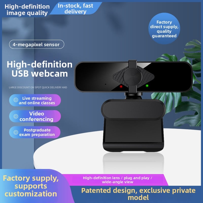 Asztali és hordozható számítógéphez USB kamera 4MP szenzorral, 2560x1440 felbontás, 30FPS, USB 2.0, beépített mikrofon