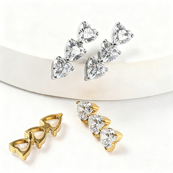 Naušnice od titanovog legura, srcoliki oblik, cirkon, unisex, jedinstven dizajn