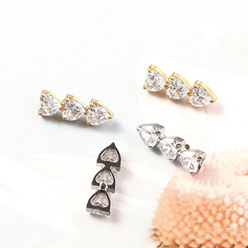 Naušnice od titanovog legura, srcoliki oblik, cirkon, unisex, jedinstven dizajn