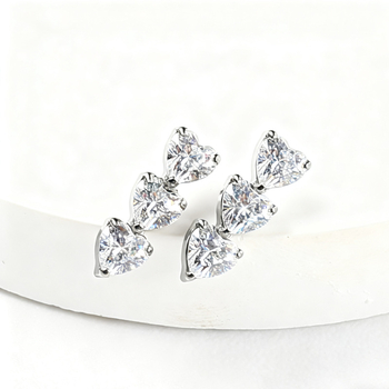 Naušnice od titanovog legura, srcoliki oblik, cirkon, unisex, jedinstven dizajn