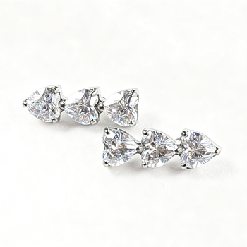 Naušnice od titanovog legura, srcoliki oblik, cirkon, unisex, jedinstven dizajn