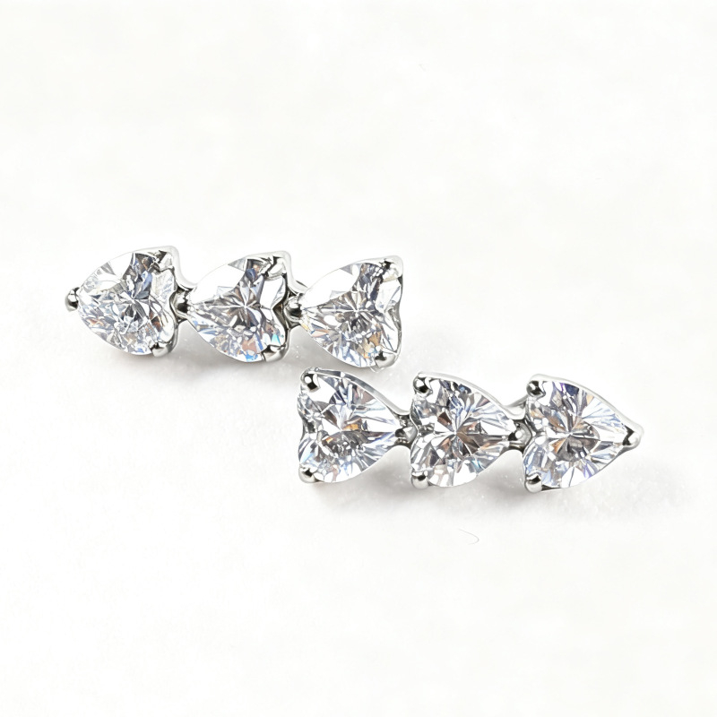 Naušnice od titanovog legura, srcoliki oblik, cirkon, unisex, jedinstven dizajn