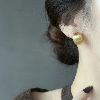 Mjedene geometrijske naušnice, korejski stil, elektroplatiranje, jesen 2024