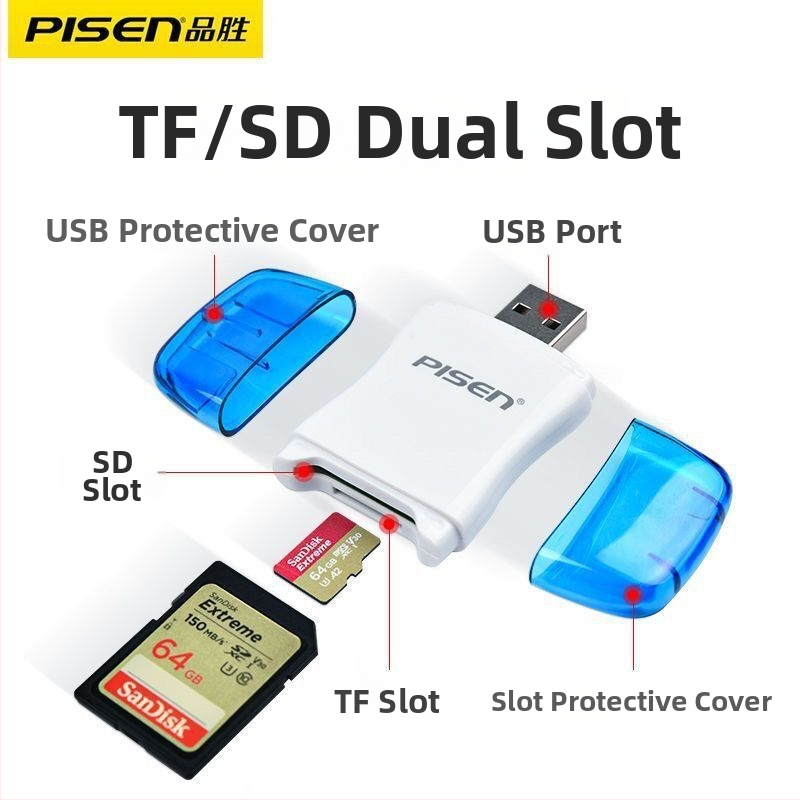 Pisen Color Arc 2-v-1 USB 2.0 čítač kariet SD/TF pre počítače